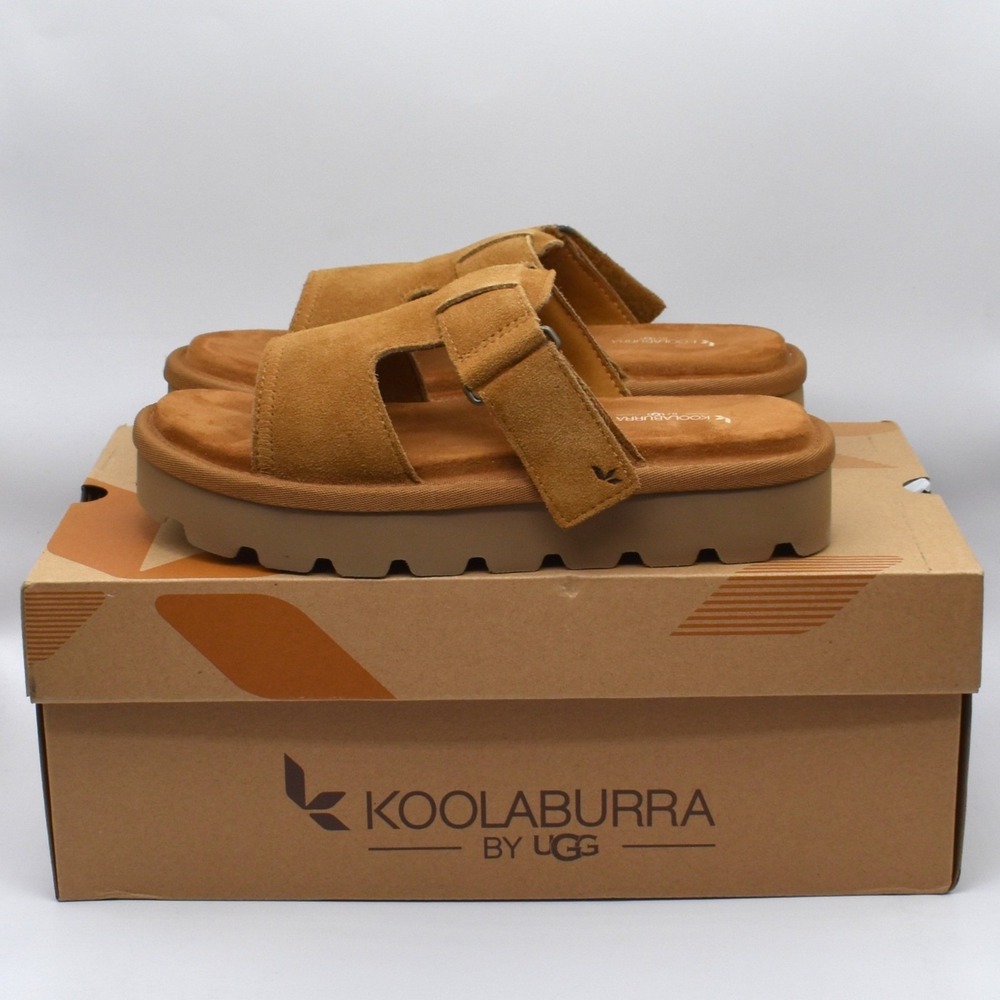 Koolaburra by UGG Womens Tizz Suede Platform Slides Chestnut Size 7 NEW 1167751 - Picture 2 of 11